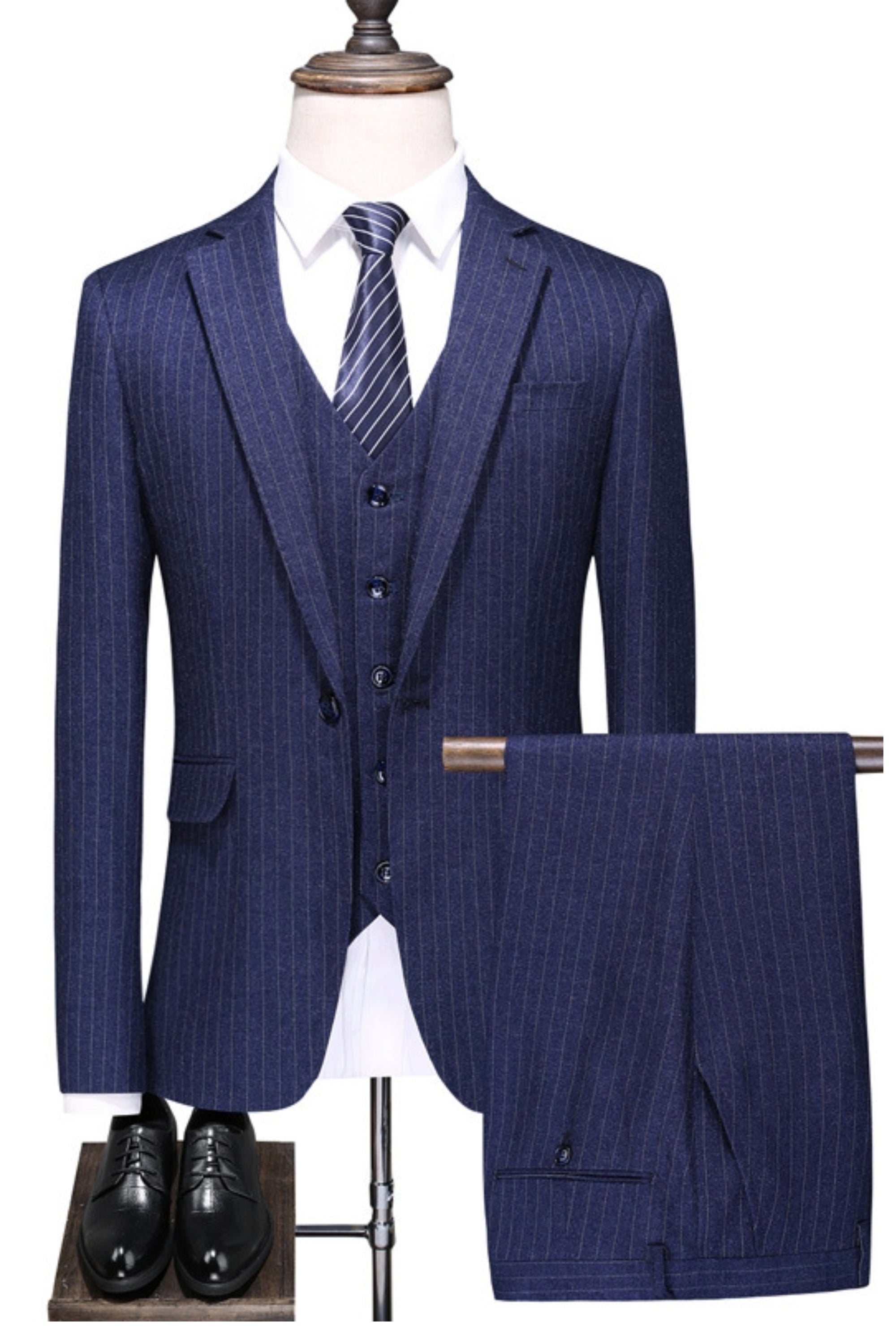 Blue Striped Business Suit