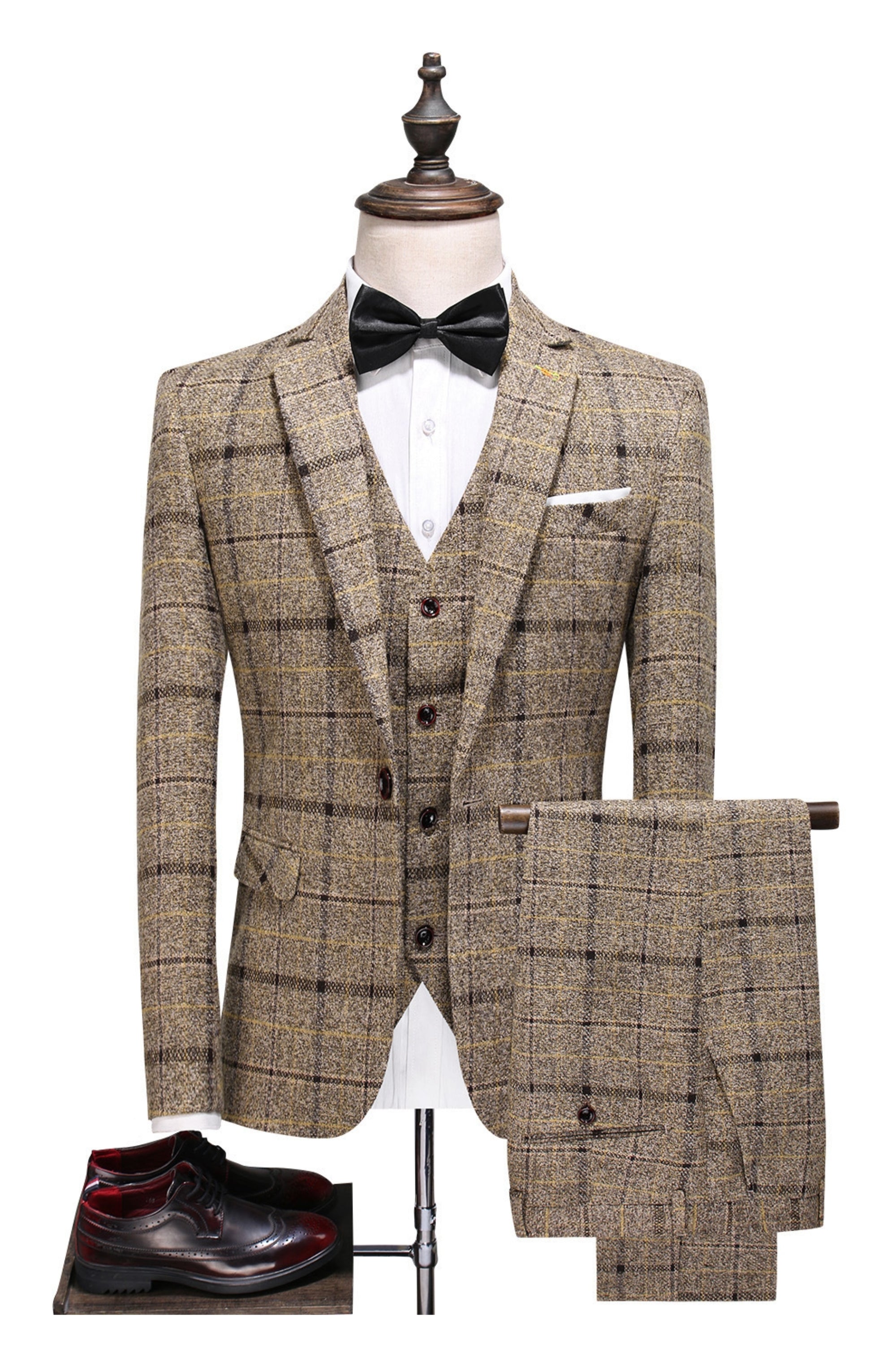 Three Piece Checked Tweed Suit