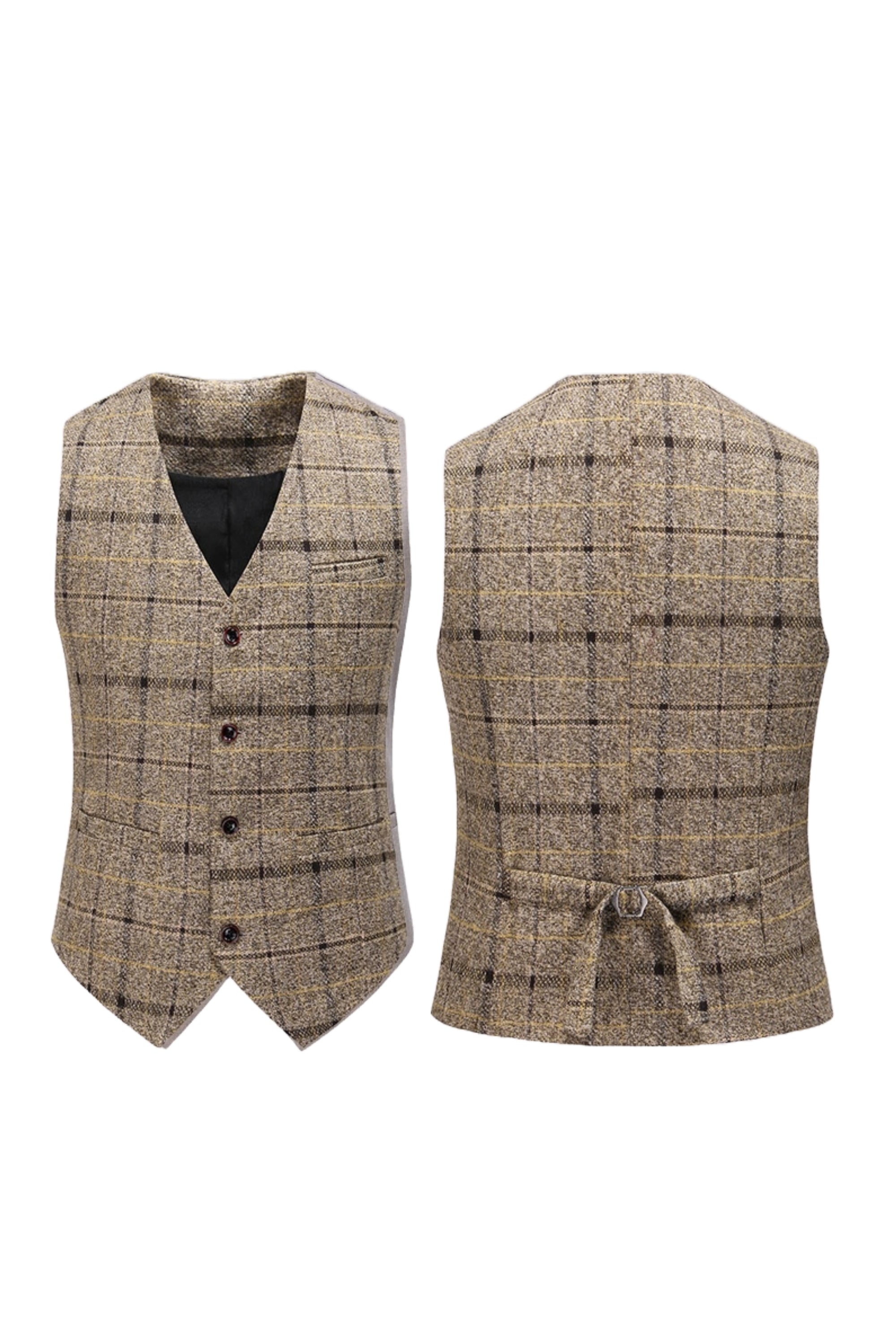 Three Piece Checked Tweed Suit