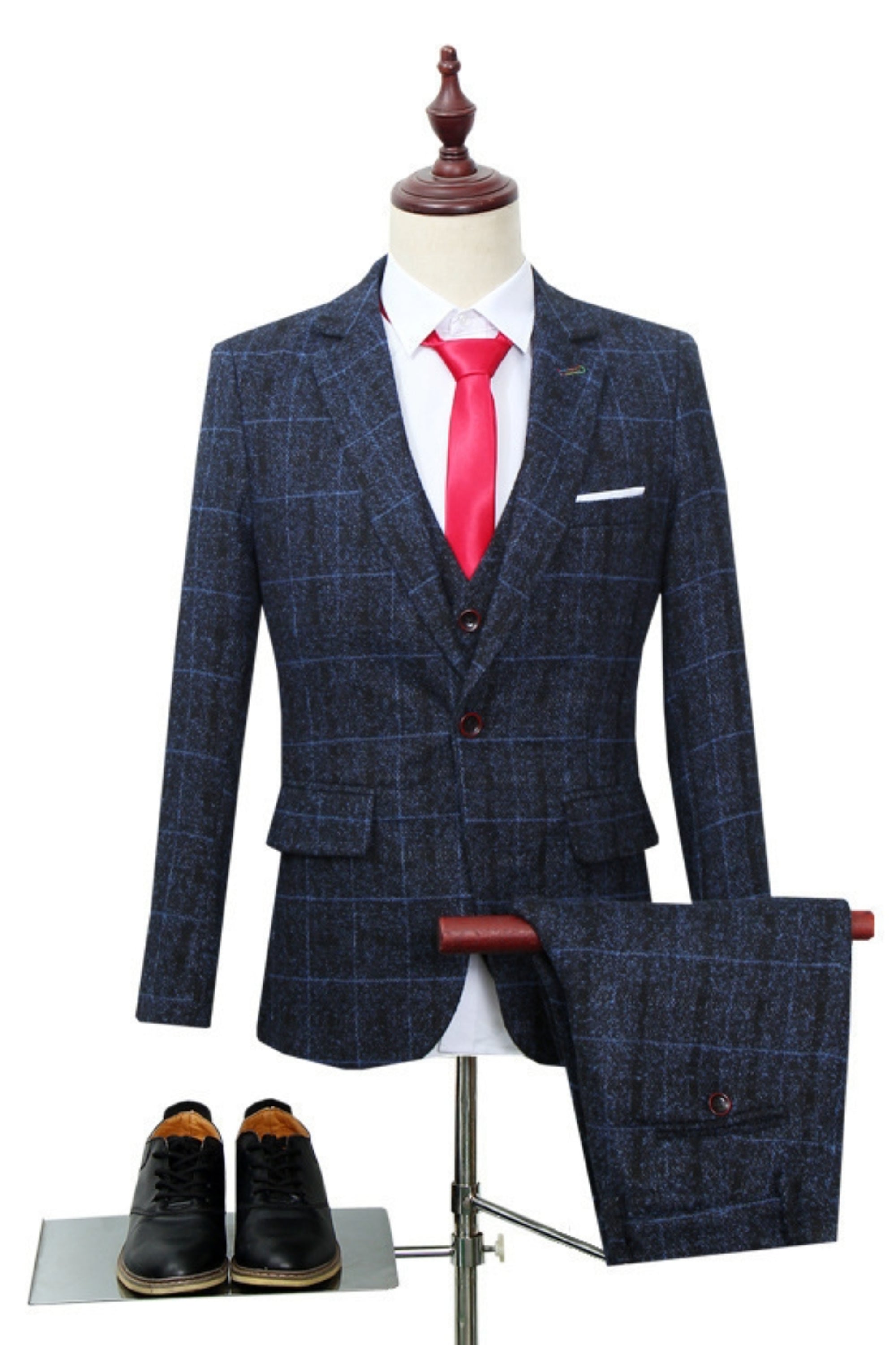 Three Piece Checked Tweed Suit