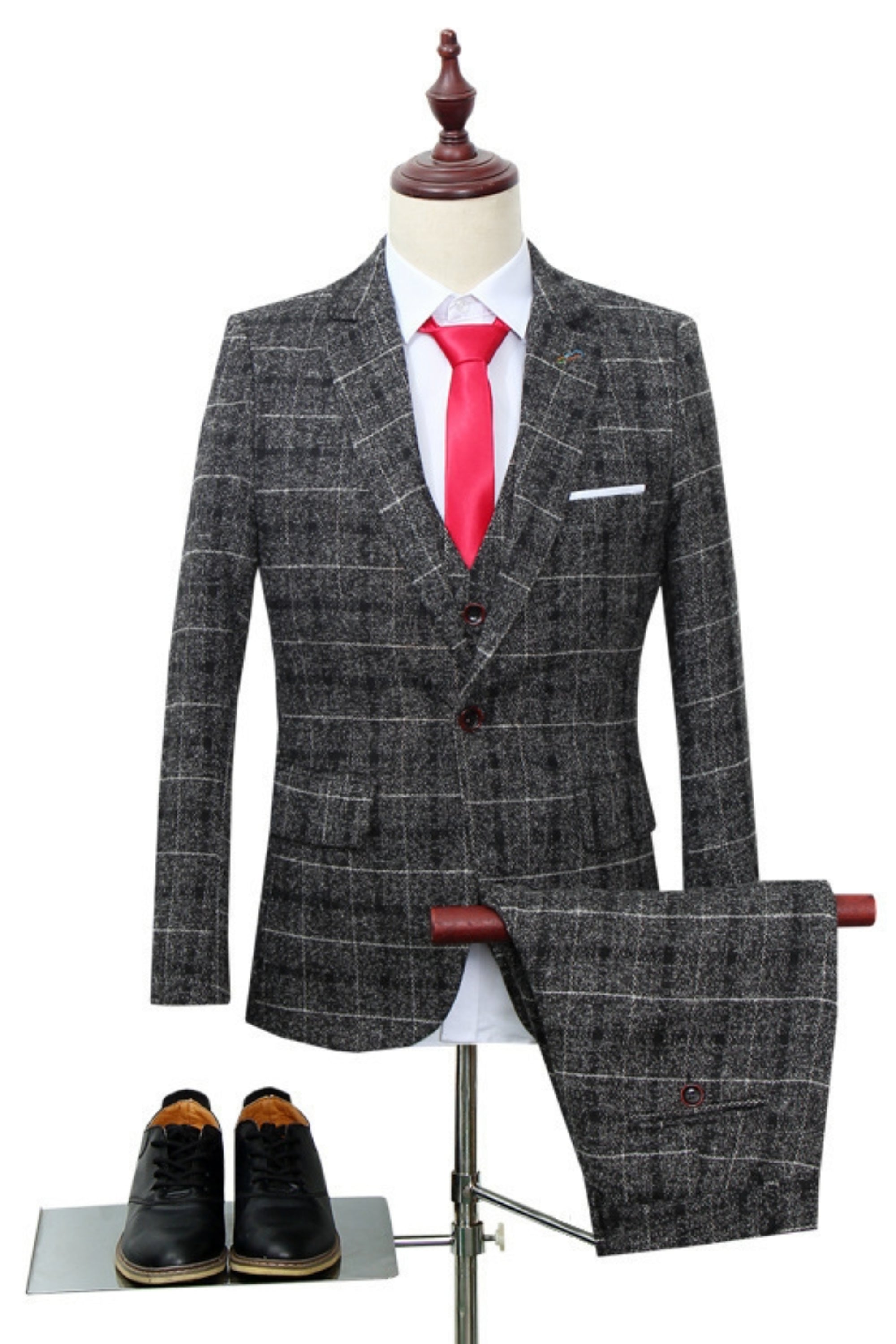 Three Piece Checked Tweed Suit