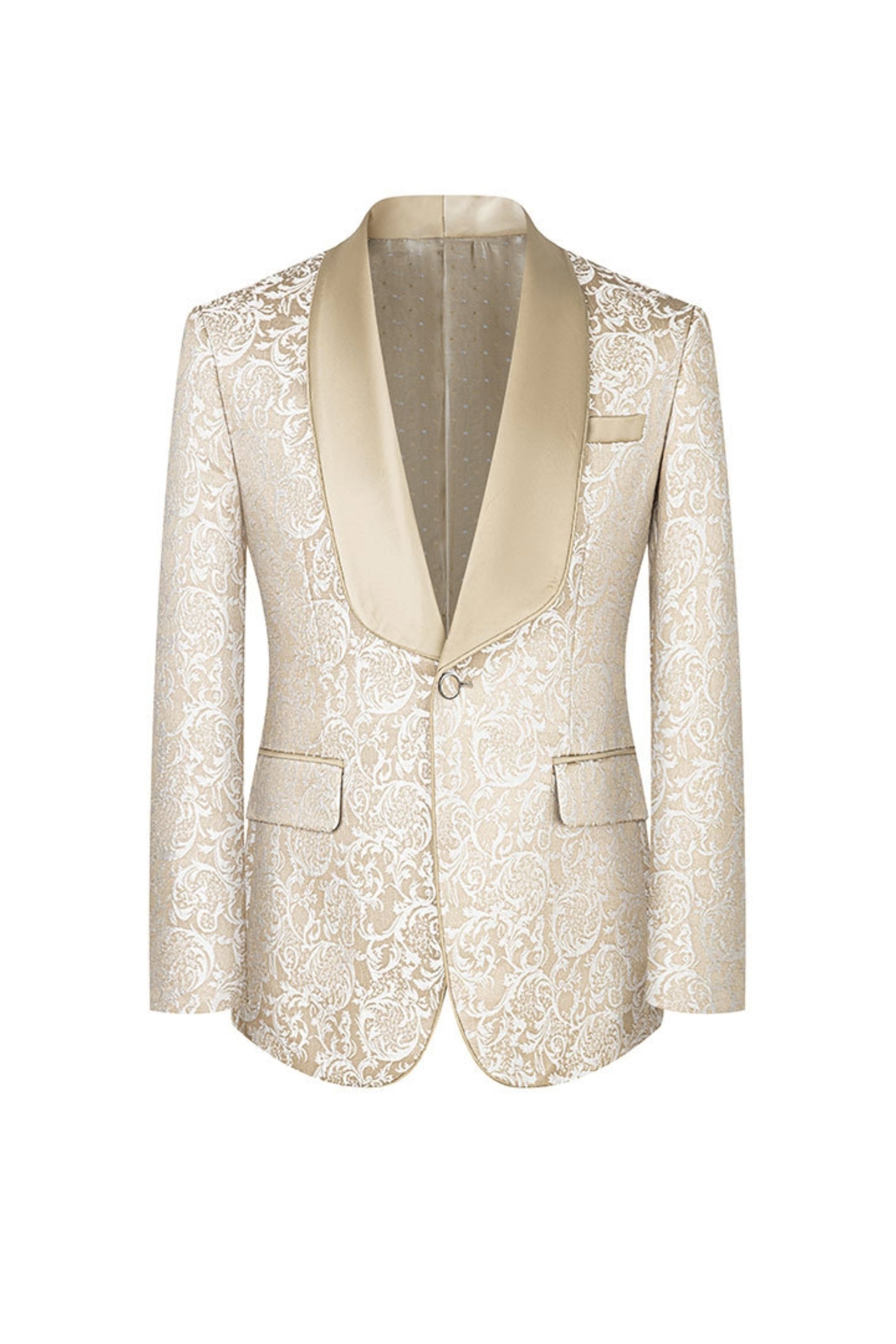 Slim Fit Jacquard Tuxedo Beige