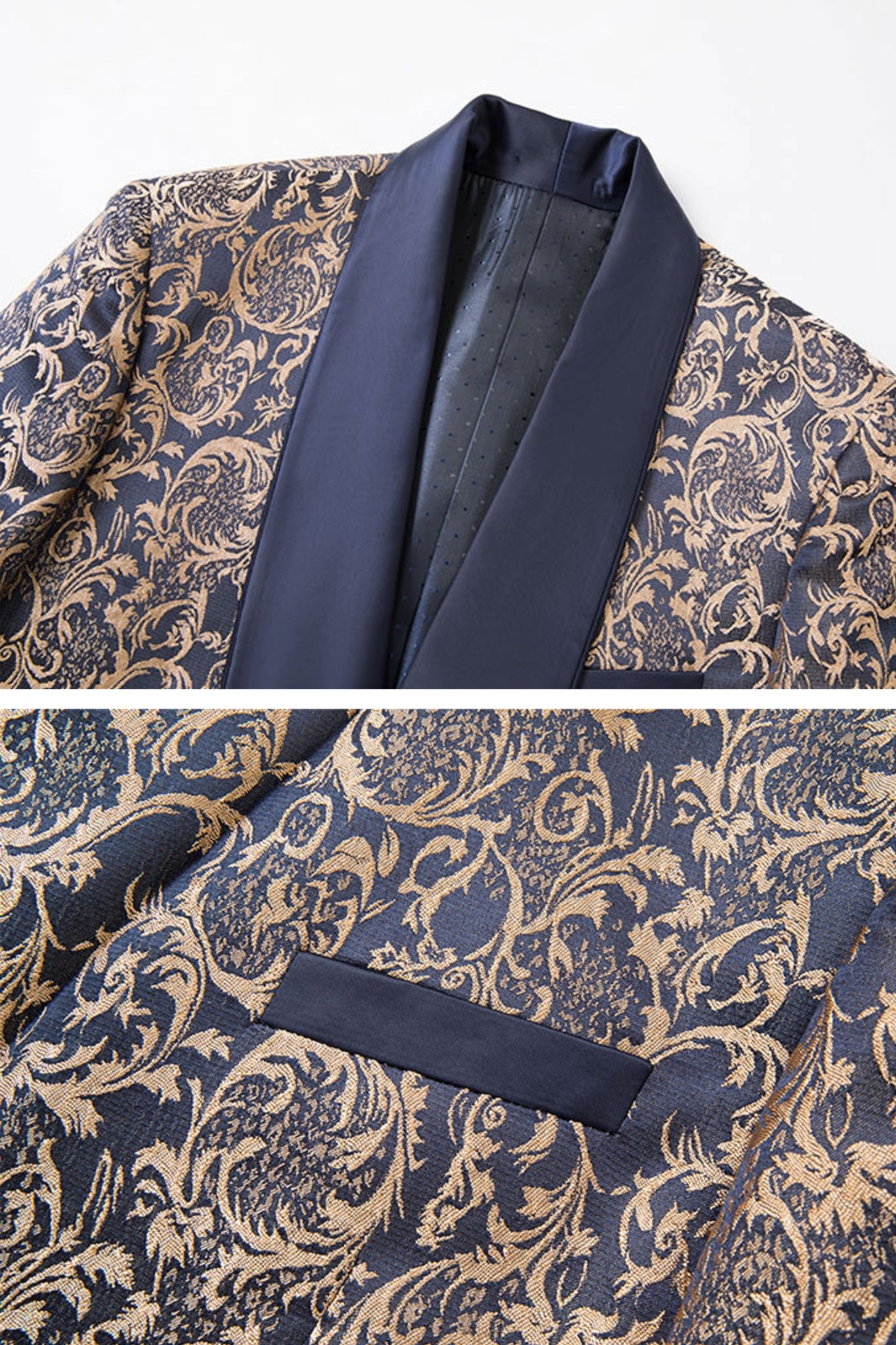 Smoking Slim Fit Jacquard Bleu