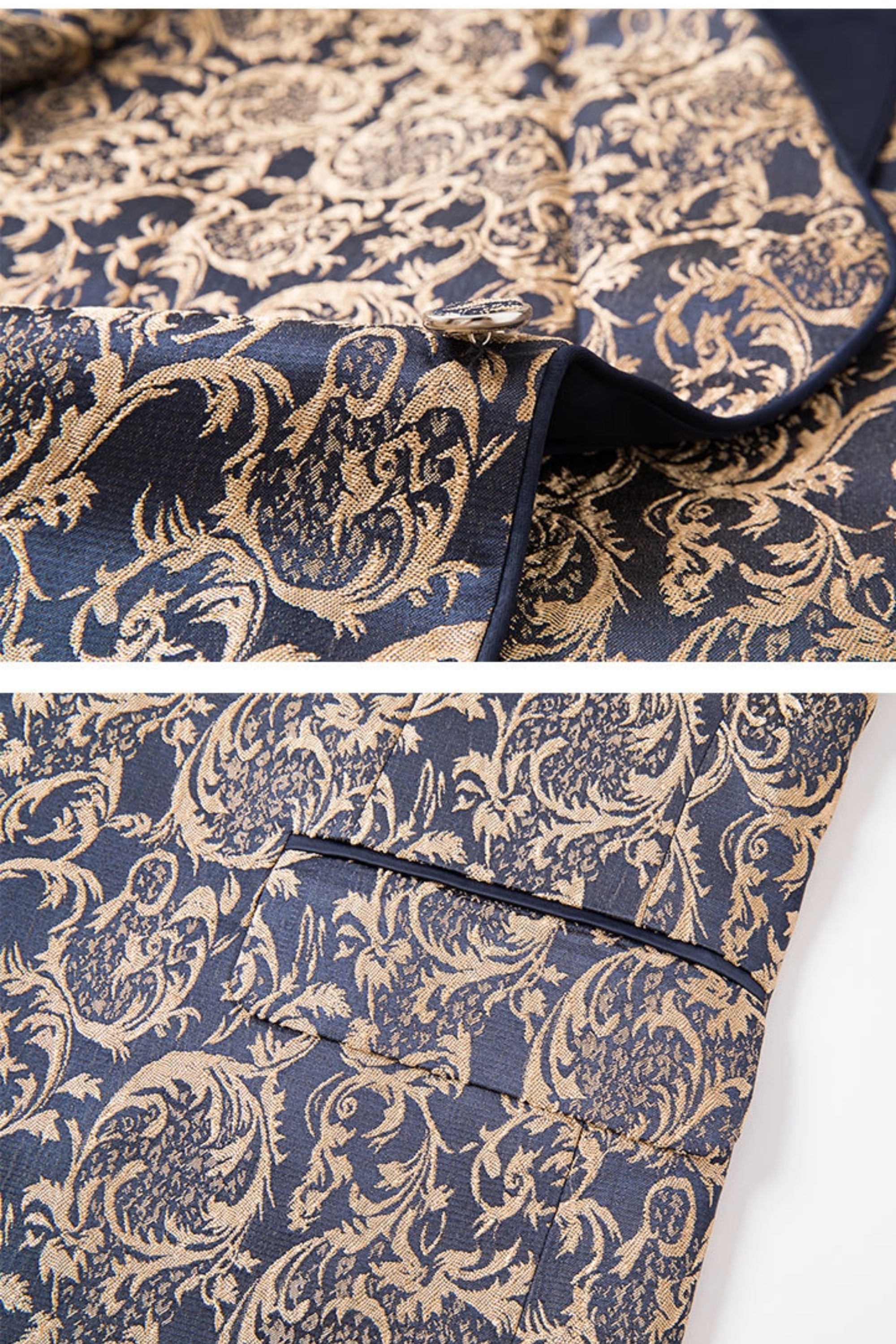 Smoking Slim Fit Jacquard Bleu