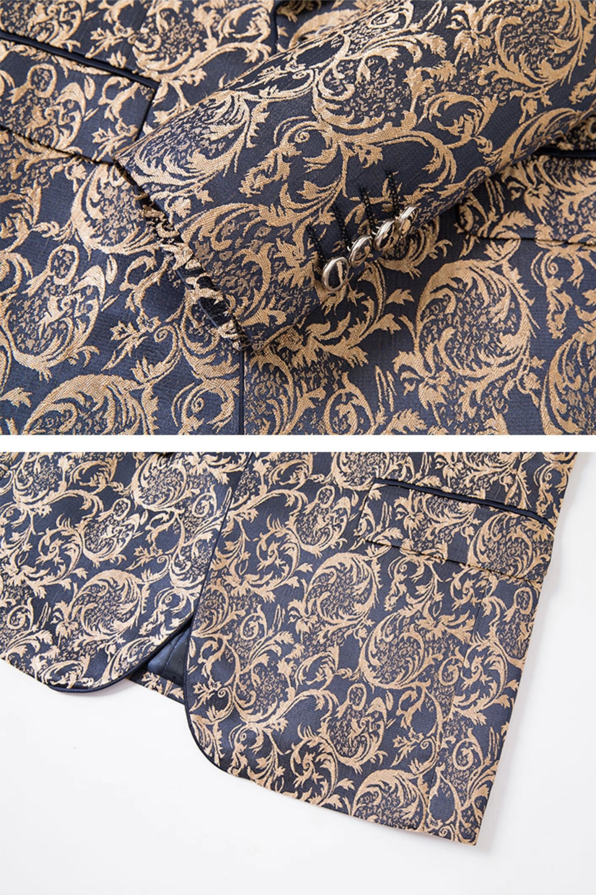 Smoking Slim Fit Jacquard Bleu