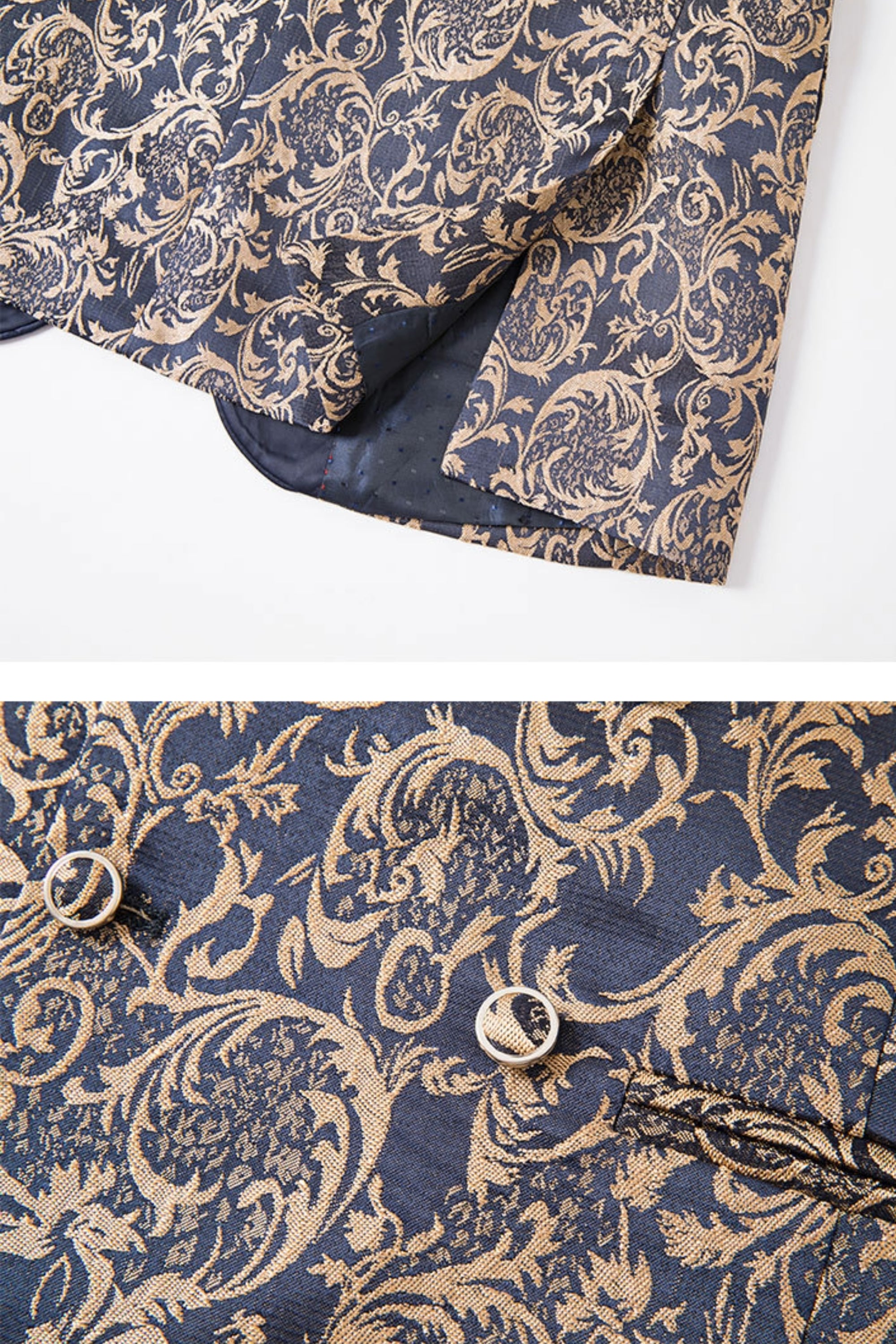 Smoking Slim Fit Jacquard Bleu