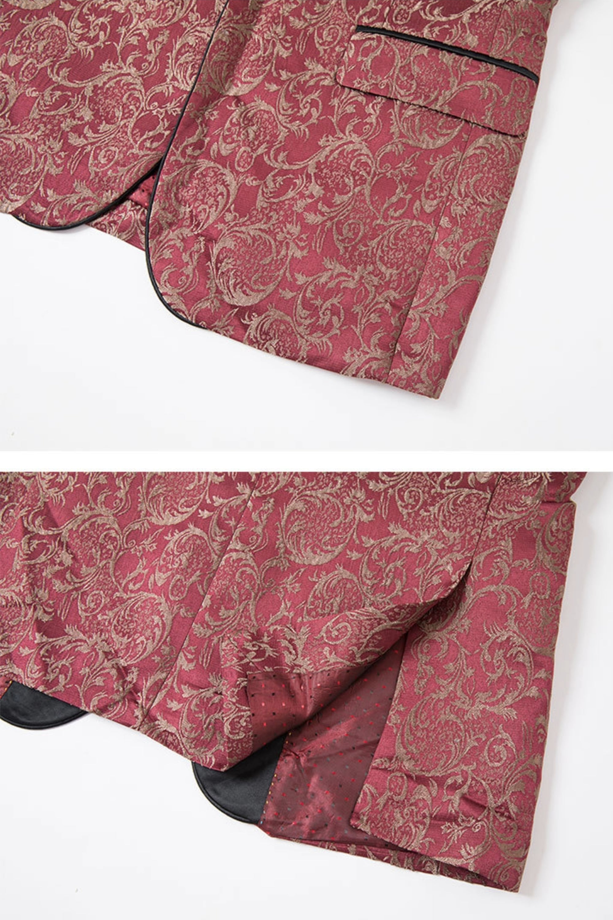 Roter Slim-Fit-Smoking aus Jacquard