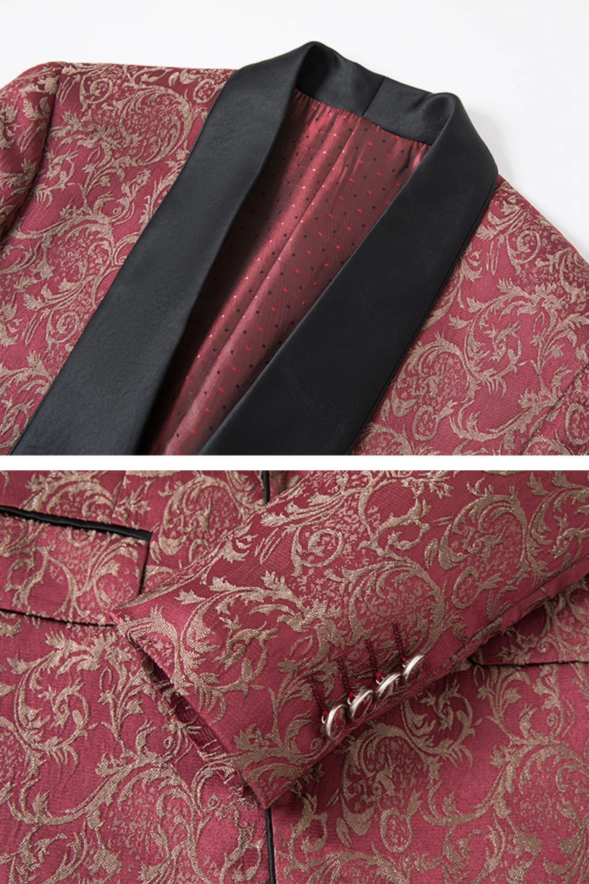 Roter Slim-Fit-Smoking aus Jacquard